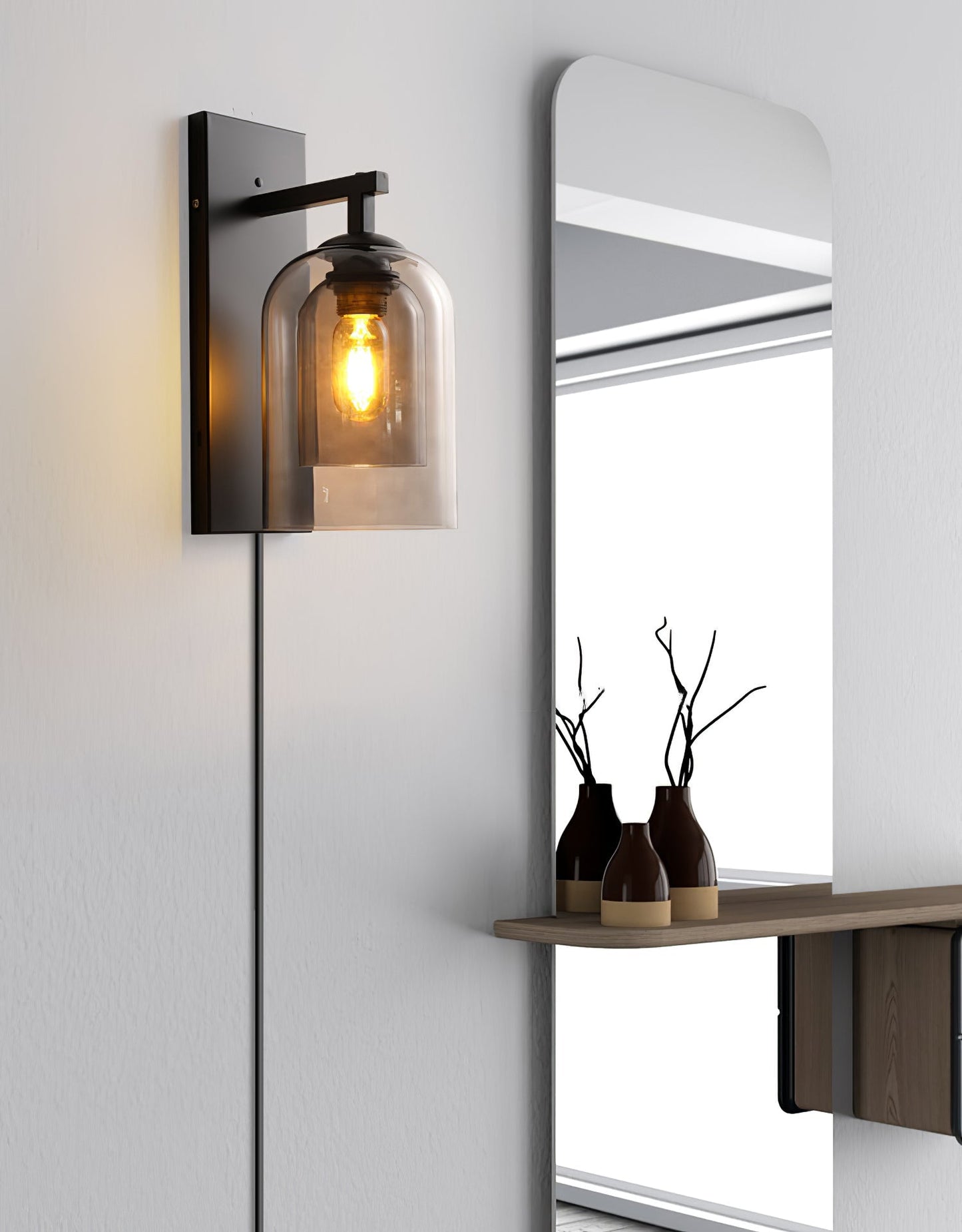 Glass Tubular Plug-in Wall Lamp