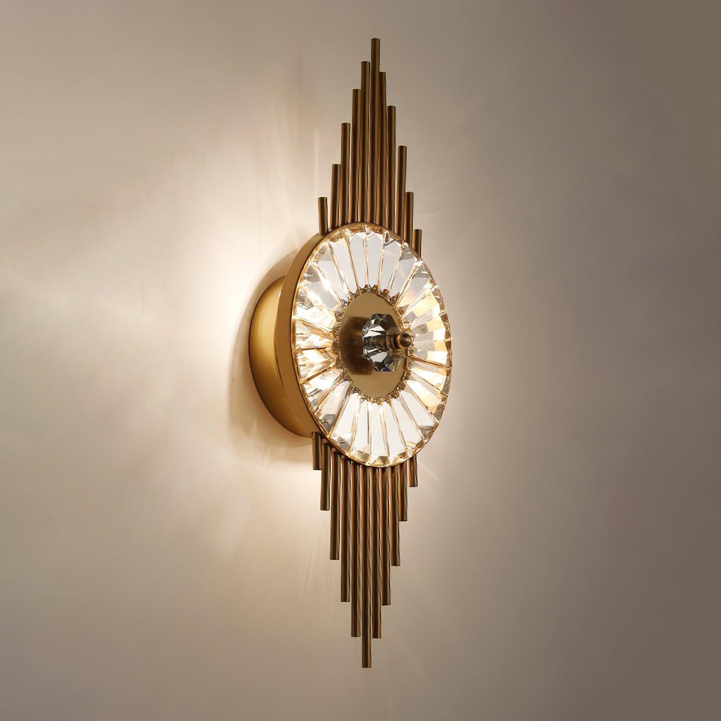 Crystal Gear Gold Wall Light