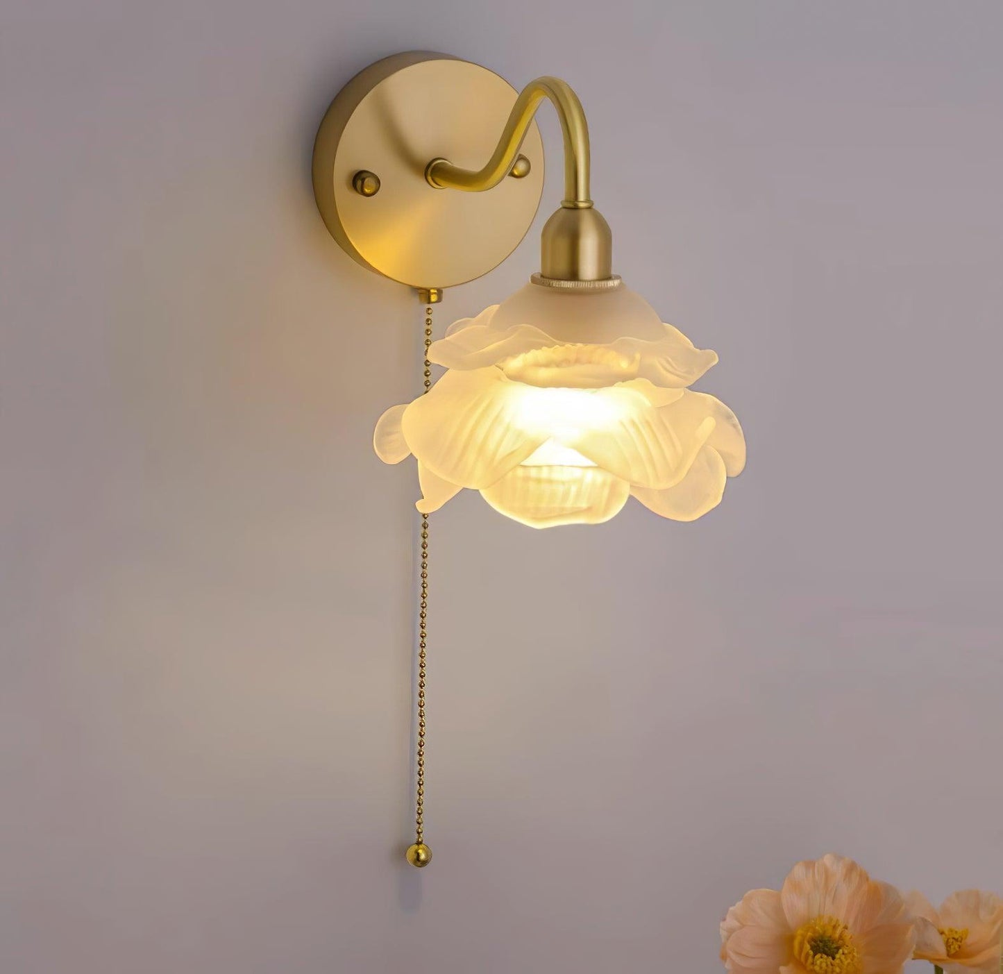 Rose Brass Wall Light