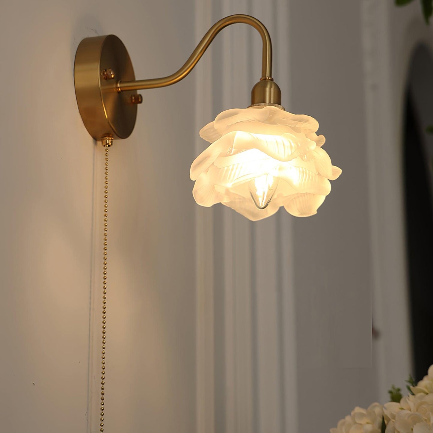 Rose Brass Wall Light