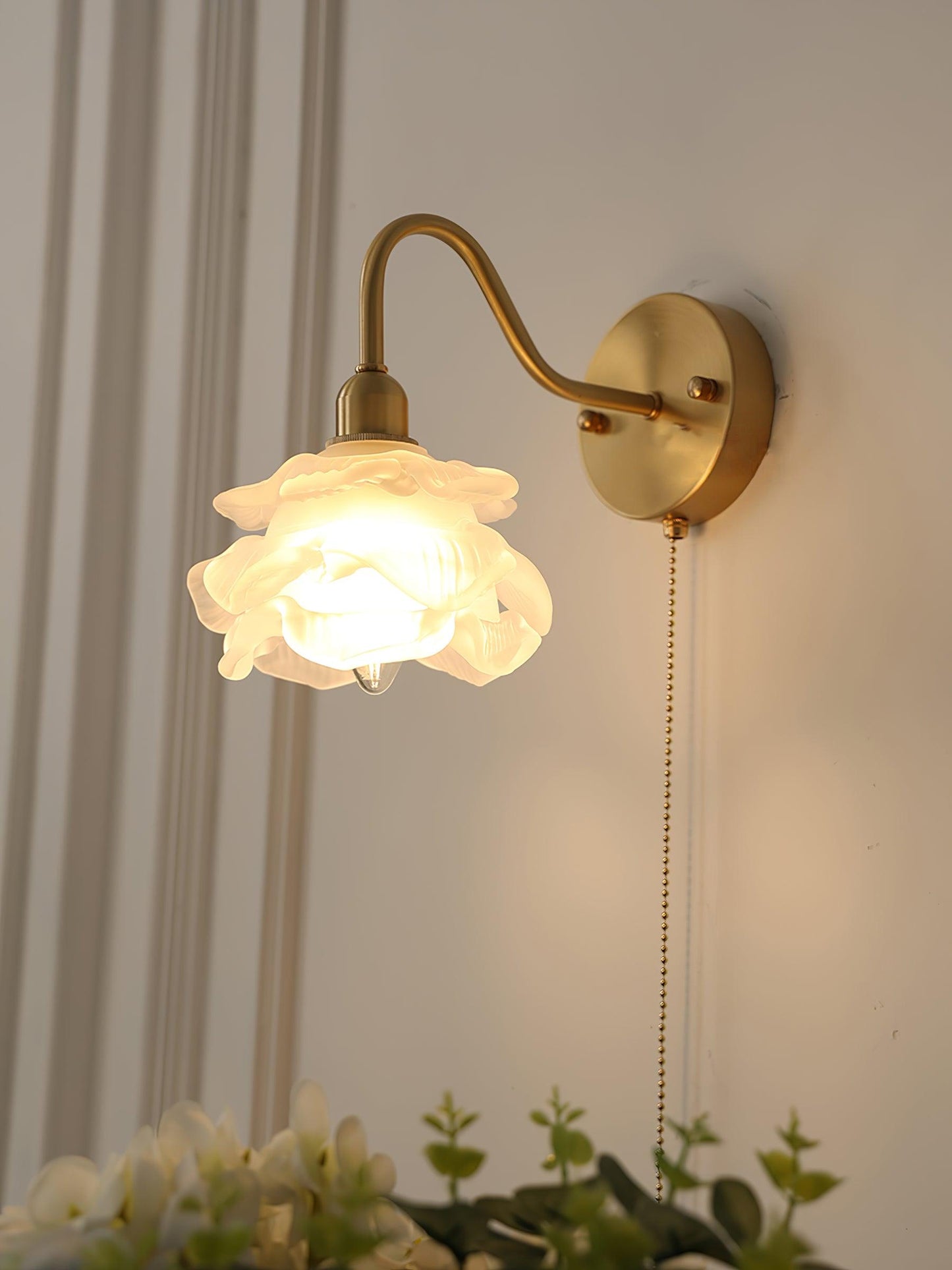 Rose Brass Wall Light