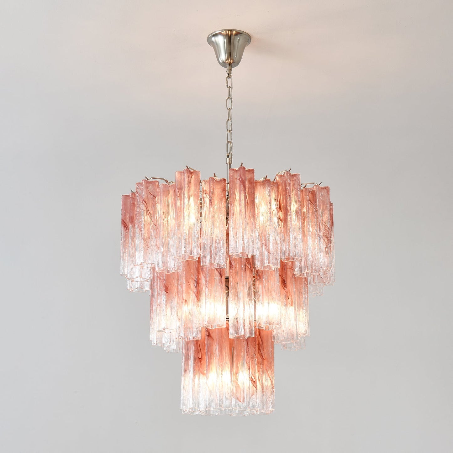 Pink Glass Tubes Chandelier