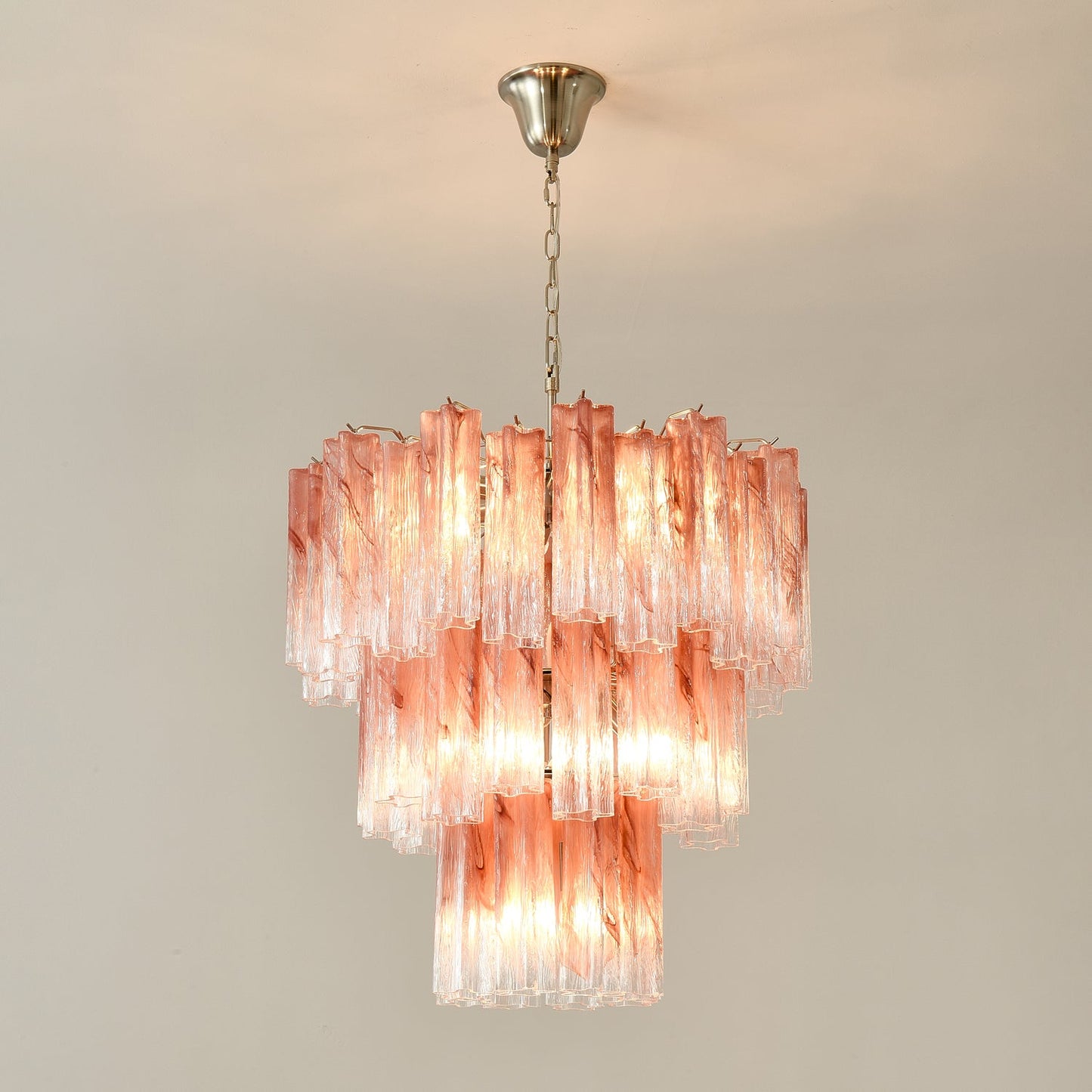 Pink Glass Tubes Chandelier