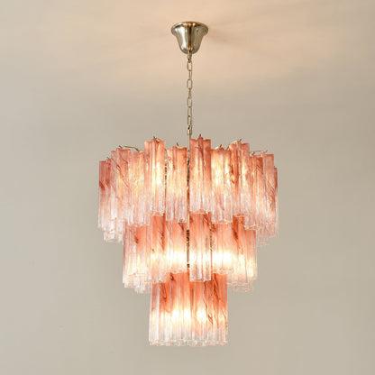 Pink Glass Tubes Chandelier