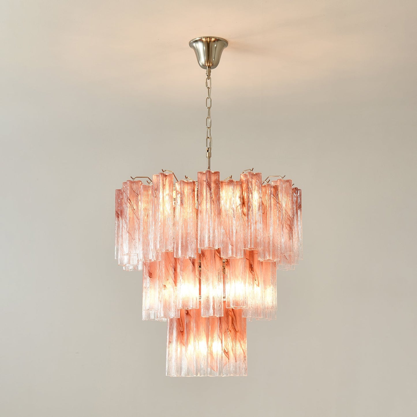 Pink Glass Tubes Chandelier