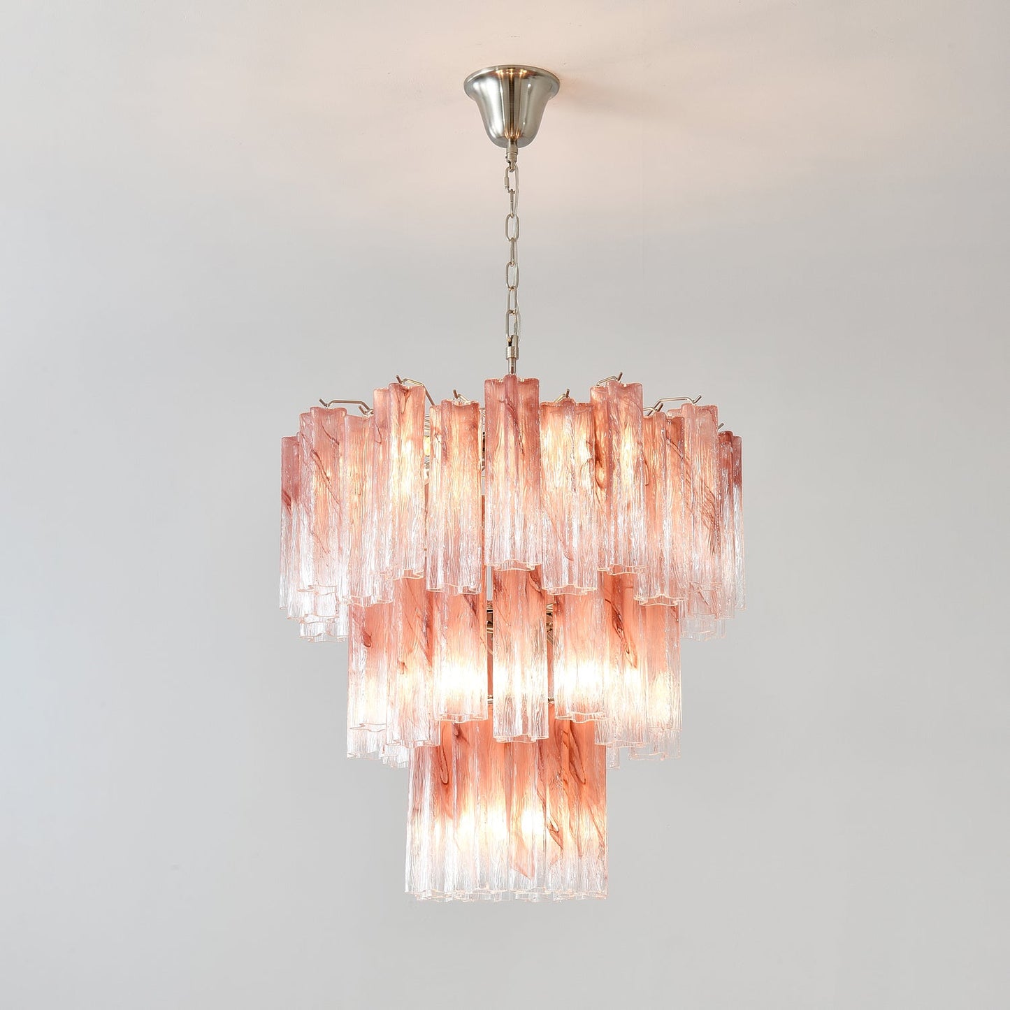 Pink Glass Tubes Chandelier