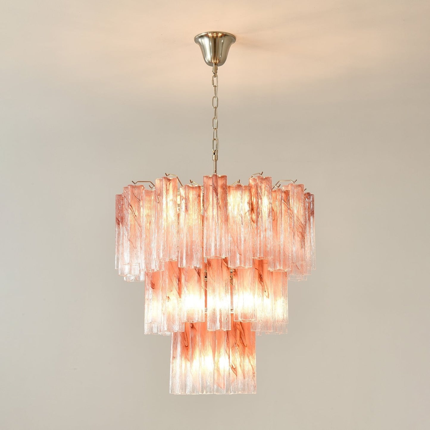 Pink Glass Tubes Chandelier