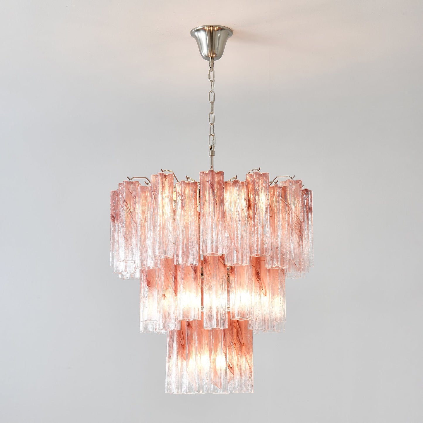 Pink Glass Tubes Chandelier