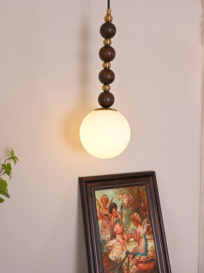 Vertical Walnut Balls Pendant Lamp