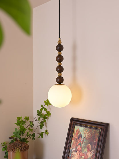 Vertical Walnut Balls Pendant Lamp