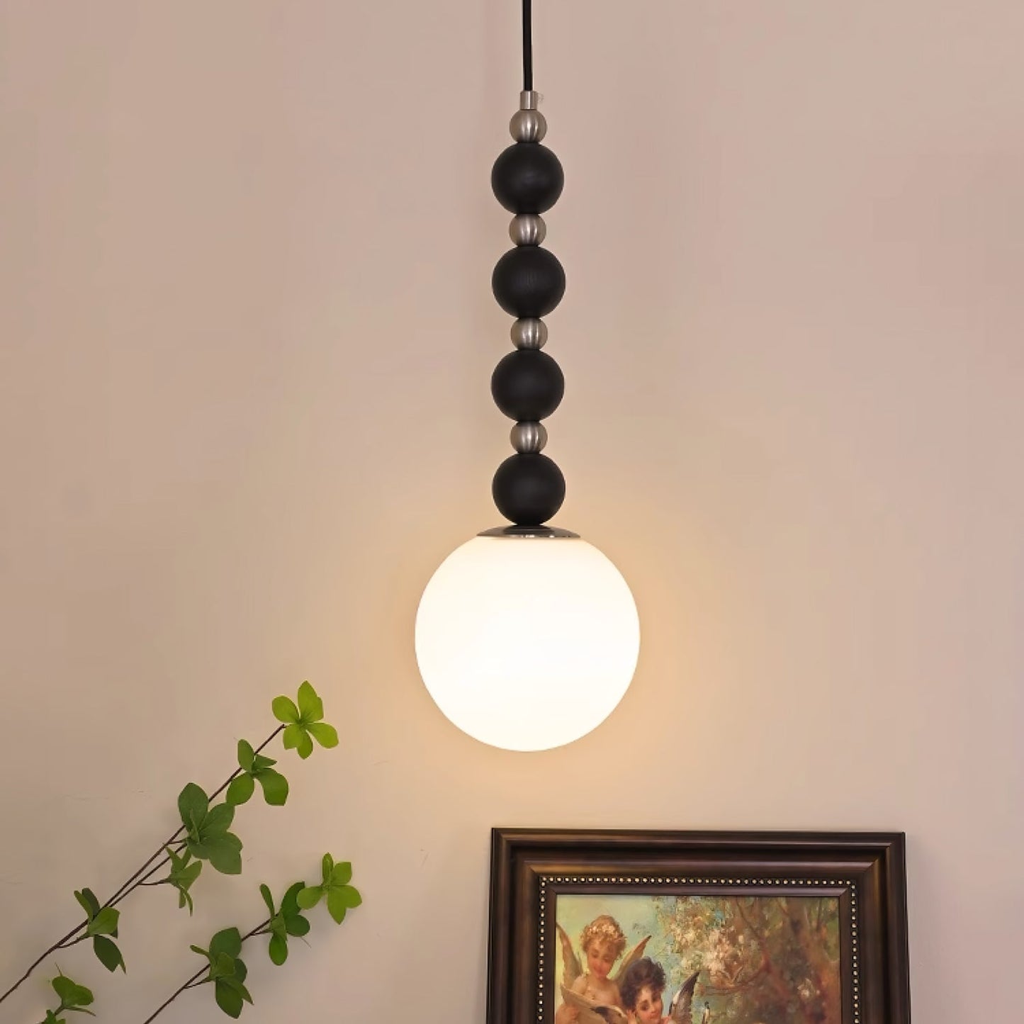 Vertical Walnut Balls Pendant Lamp