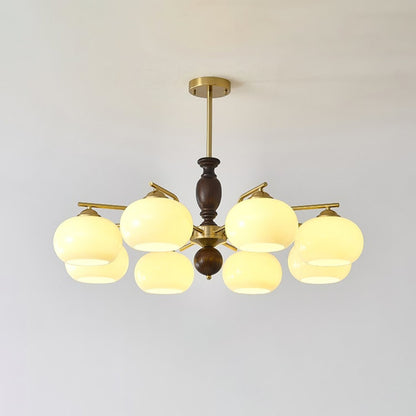 Walnut Beige Orb Chandelier