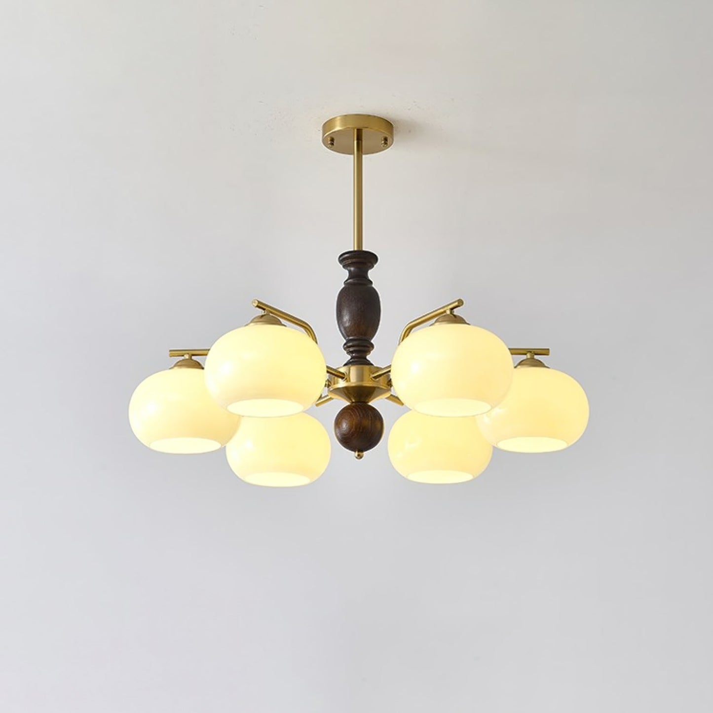 Walnut Beige Orb Chandelier