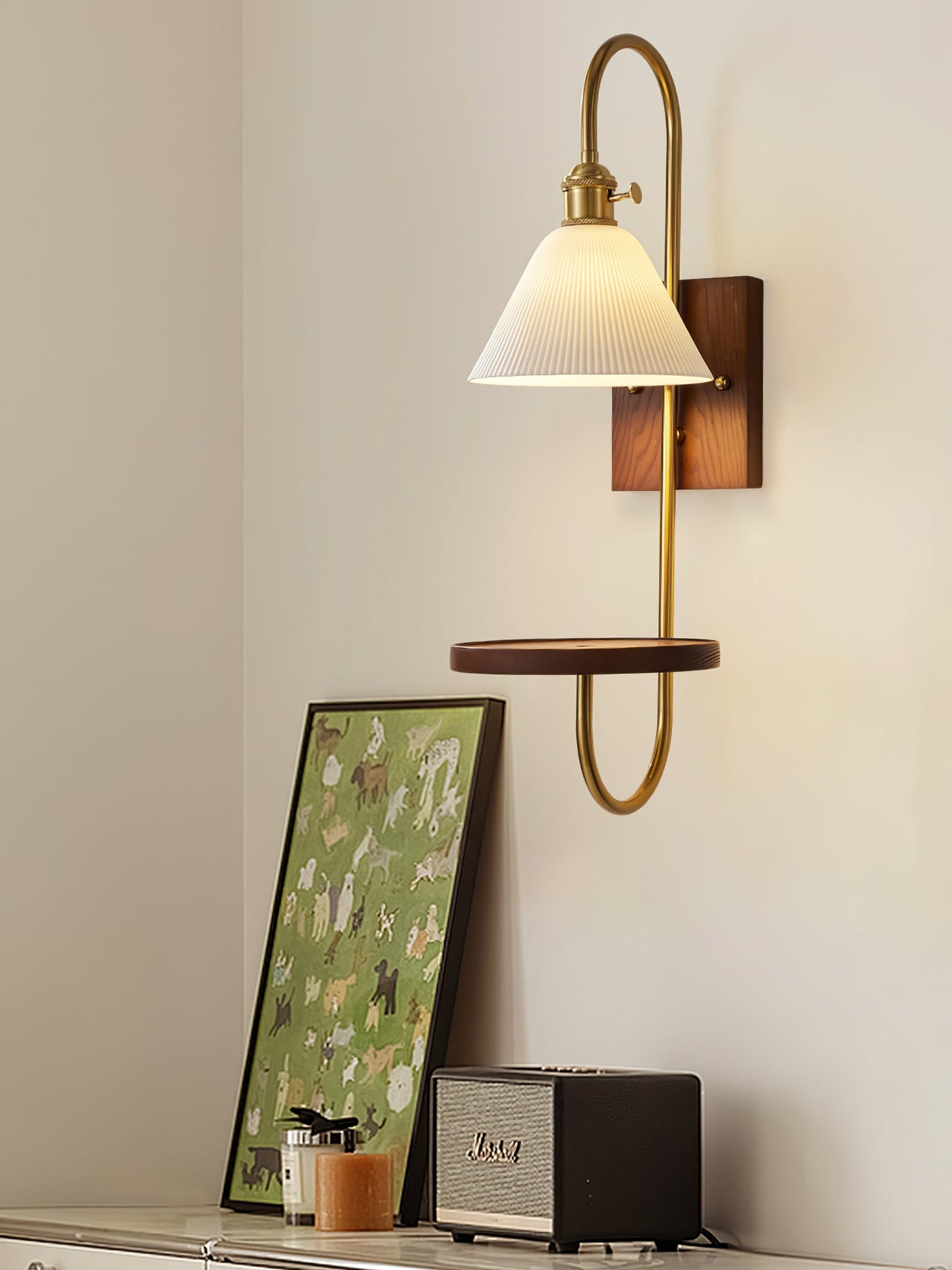 Walnut Shelf Sconce