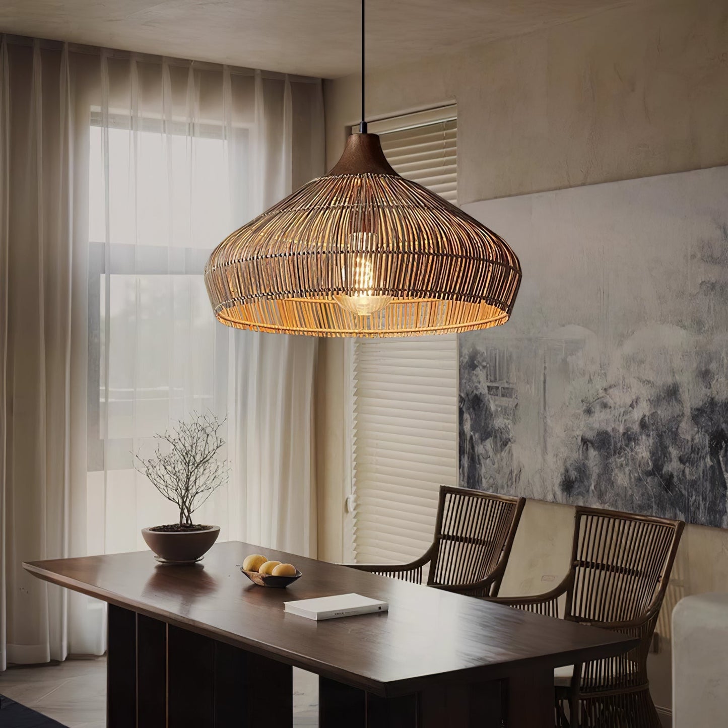 Wicker Rattan Pendant Light